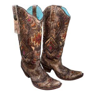 Corral Women's Aztec Embroidered Snip Toe Cowgirl Boots